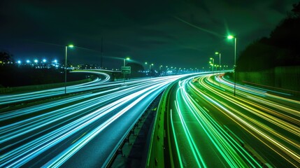 Green traffic light on the road, a concept of road transport using renewable energy sources