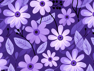 Purple simple groovy flowers seamless pattern illustration background  