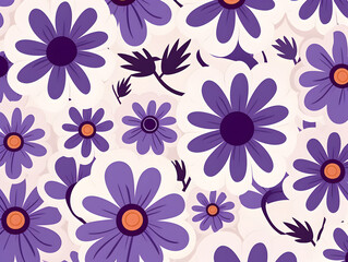 Purple simple groovy flowers seamless pattern illustration background  