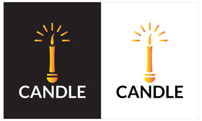 simple candle icon with shadow. concept of flaming candlestick, christianity attributes, shining, meditation. isolated on gray background. flat style trend modern logo design vector illustration