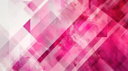 Modern abstract design of pink and white background with layers of texture of triangles