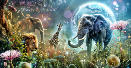 Greeting Card and Banner Design for mystic World Wildlife Day Background