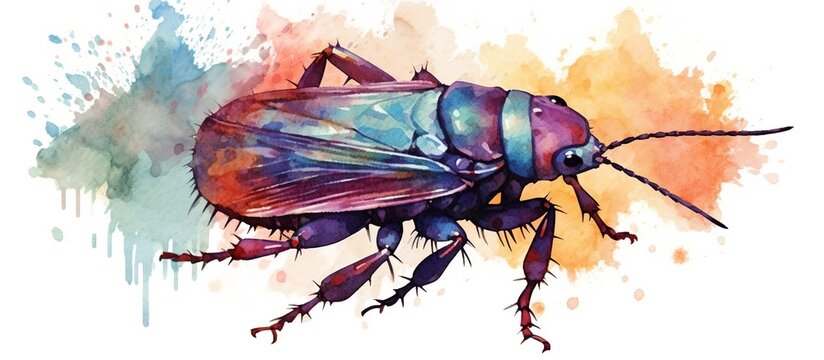 flea watercolor vector illustration with bright colors On a white background