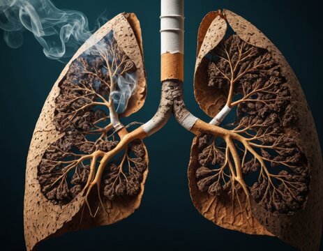 Terrible human lungs after smoking. Stop smoke concept