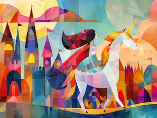 The Princess and the Unicorn - obrazy, fototapety, plakaty