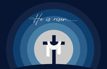 Vector he is risen easter sunday flat illustration