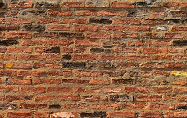 Old red brick wall texture background