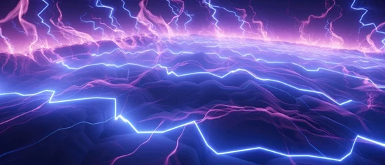 Zelfklevend Fotobehang The chaotic composition of electrical discharges creating a dynamic illusory landscape © Julia Jones