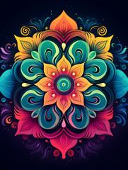 Watercolor colorful mandala illustration background 