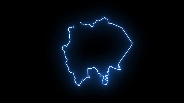 map of Wad Madani in sudan with a glowing neon effect