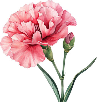carnation, watercolor flowers, watercolor illustration