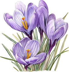 crocus , watercolor flowers, watercolor illustration