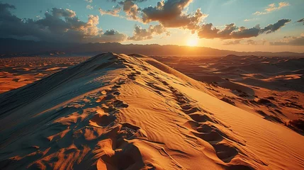 Foto op Canvas footprints on top of the sand dunes in the desert., in the style of art, islamic art and architecture, orientalist landscapes © Smilego