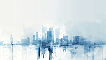 an abstract painting of a city in the style of watercolor illustrations Generative AI