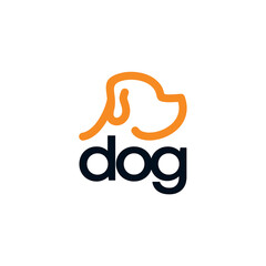 dog head logo with abstract design and line graphics