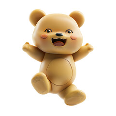 Cute bear cartoon character smiling happily on PNG transparent background.