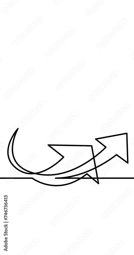 Poster animation of continuous line drawing of arrow vertical video