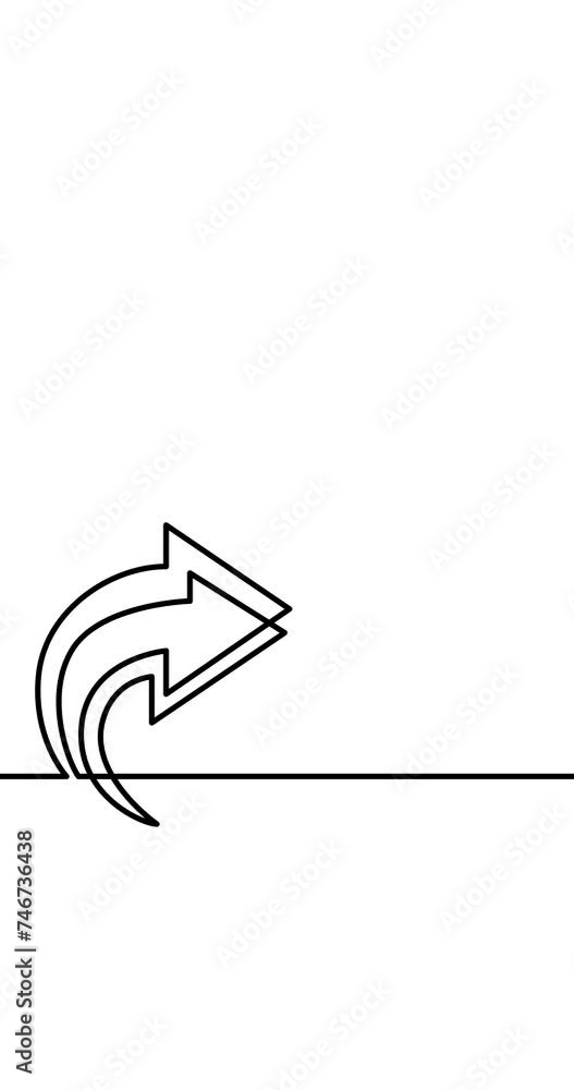 Poster animation of continuous line drawing of arrow vertical video