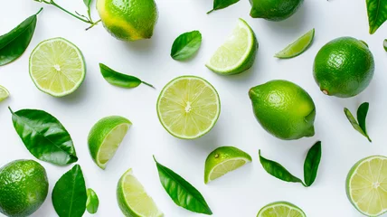 Fototapeten fresh lemon with mint and ice isolated on white background © Aram