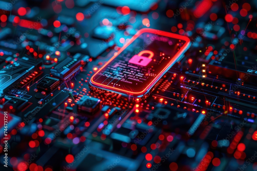 Aufkleber close up of a cybersecurity alert on a smartphone indicating a breach in a big data application
