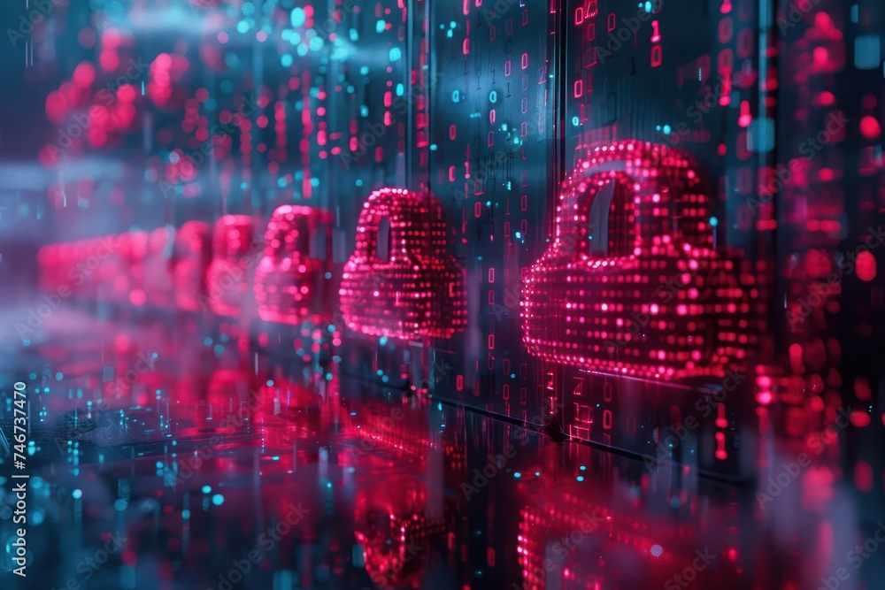 Poster close up of encrypted files on cloud storage a result of a ransomware attack showcasing the dark sid