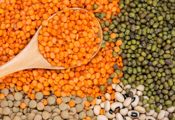 The Dried foods; mixed raw legumes, background