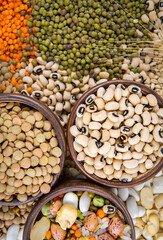 The Dried foods; mixed raw legumes, background