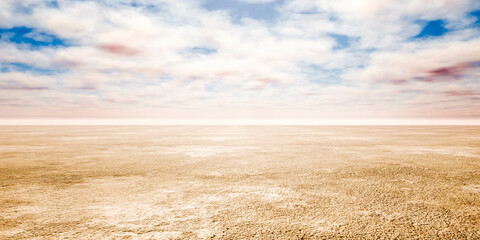 Arid desert landscape with blue sky and clouds 360 panorama vr environment map - obrazy, fototapety, plakaty