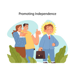 Independence encouragement concept. Flat vector illustration