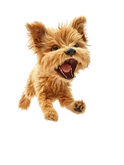 cute cartoon characters Funny furry dog jumping happily on PNG transparent background.