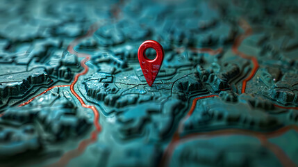 Location mark on map, navigation concept