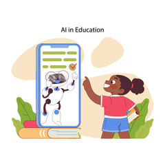 AI in Education concept. Flat vector illustration