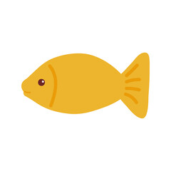Cute tropical yellow fish. Hand drawn vector illustration for seasonal design.