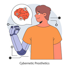 Cybernetic Prosthetics concept. Flat vector illustration.
