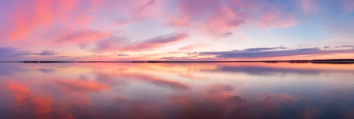 Papier Peint photo Europe du nord Twilight Glow Over IJmeer Lake Radiating Tranquility - A Silent Sailboat Journey