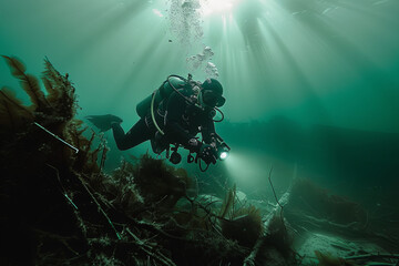 Underwater photo of a diver