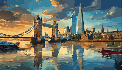 London city landscape with Tower Bridge