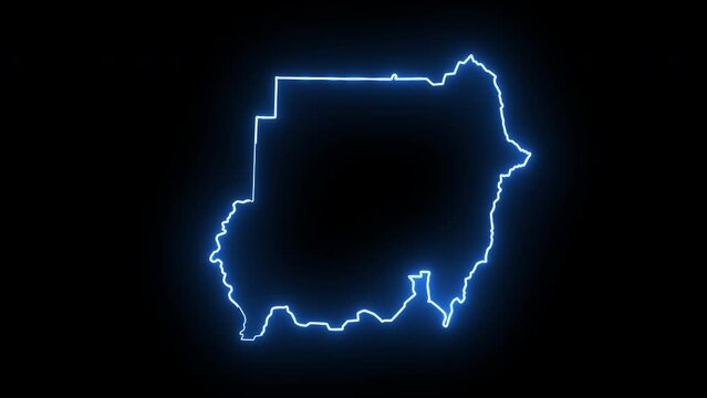 map of Port Sudan in sudan with glowing neon effect
