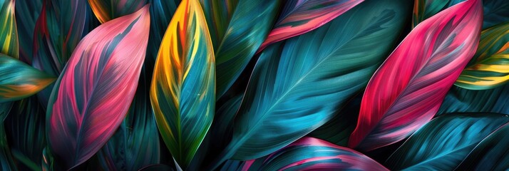 Leaf or plant Cordyline fruticosa leaves colorful vivid tropical nature background.