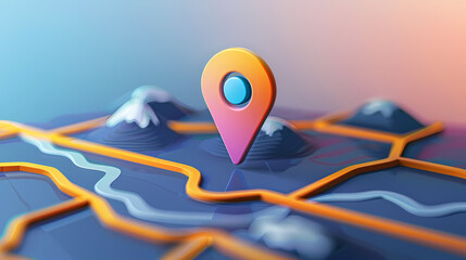 with locating pins in stylized city grid - obrazy, fototapety, plakaty