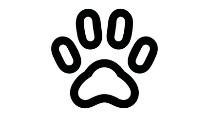 Black silhouette of a paw print, isolated.