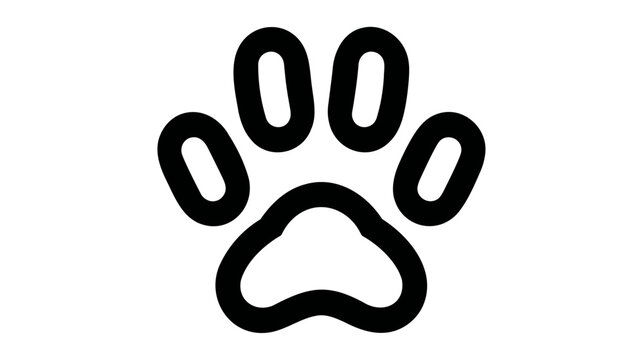 Black silhouette of a paw print, isolated.