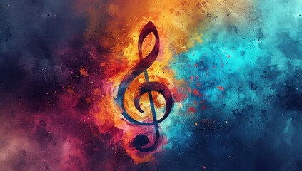 Abstract music background with notes	