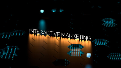 INTERACTIVE MARKETING text, acronym glowing. Interactive Marketing, digital concept, banner. 3D render