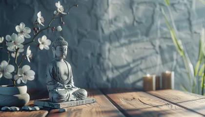 Schilderijen op glas Chinese Meditation Concept with Copy Space. © Mladen