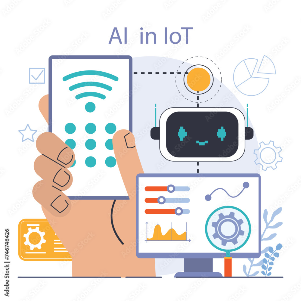 Wall mural ai integration. artificial intelligence and human synergy. neural network