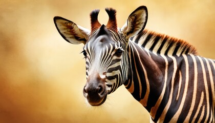 a close up of a zebra's face with a blurry background of the zebra's head and neck.
