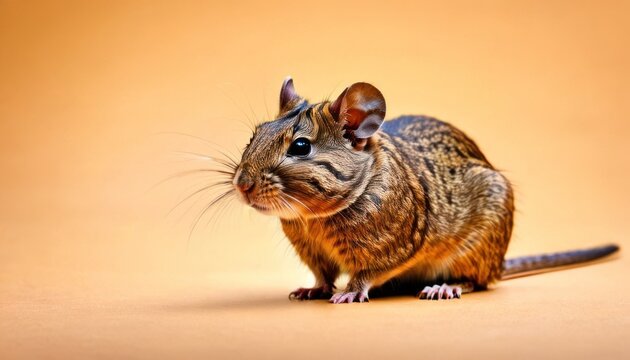 a close up of a small rodent on a brown background with a blurry look on it's face.