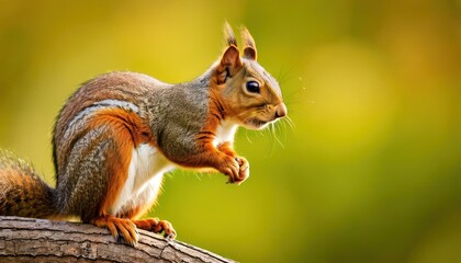 Fototapeta premium a close up of a squirrel on a tree branch with a blurry back ground behind it and a blurry back ground behind it.