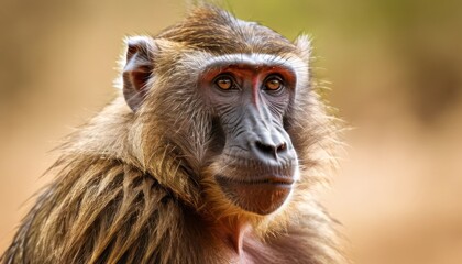 a close - up of a monkey's face with a blurry back ground and a blurry background.